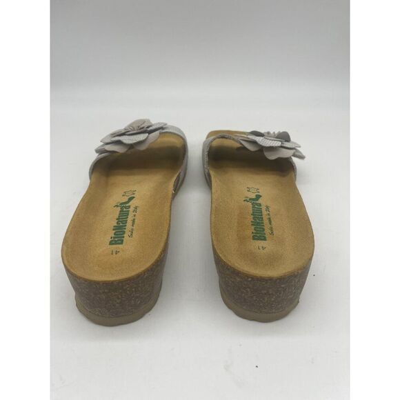 BioNatura Women Gray Textured Leather Platform Slide Sandal Size 41 (9.5) - Picture 5 of 8